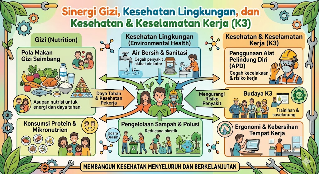 Gizi, Kesehatan Lingkungan, dan Kesehatan dan Keselamatan Kerja (K3)